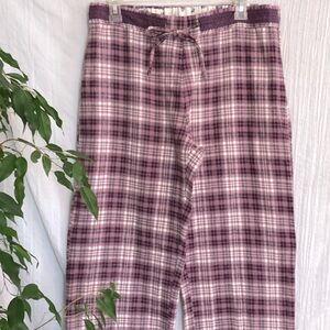 ESPRIT sz XL flannel red & cream plaid pajama loungewear bottoms with elastic